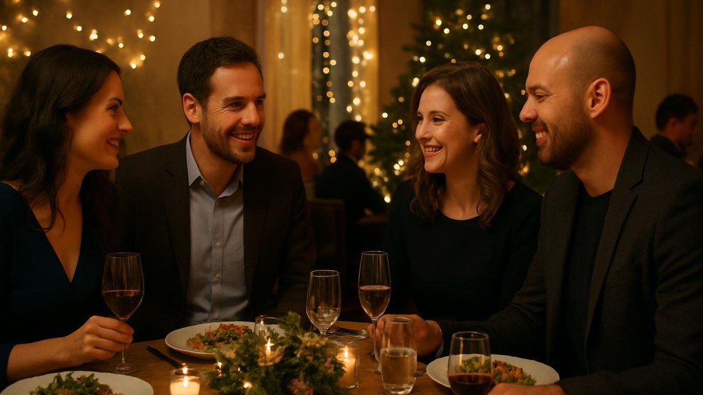 Gruppo di adulti in contesto sociale per Capodanno