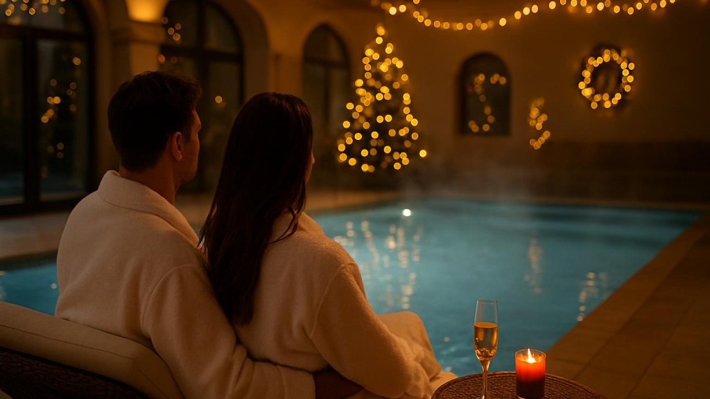 Coppia in area benessere per un Capodanno rilassante